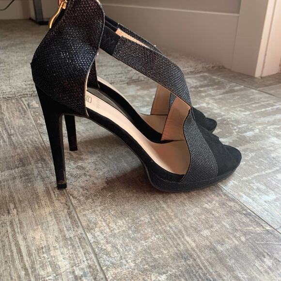 Top Queens Black Peep Toe Stiletto Heels Size 38 - Picture 4 of 9